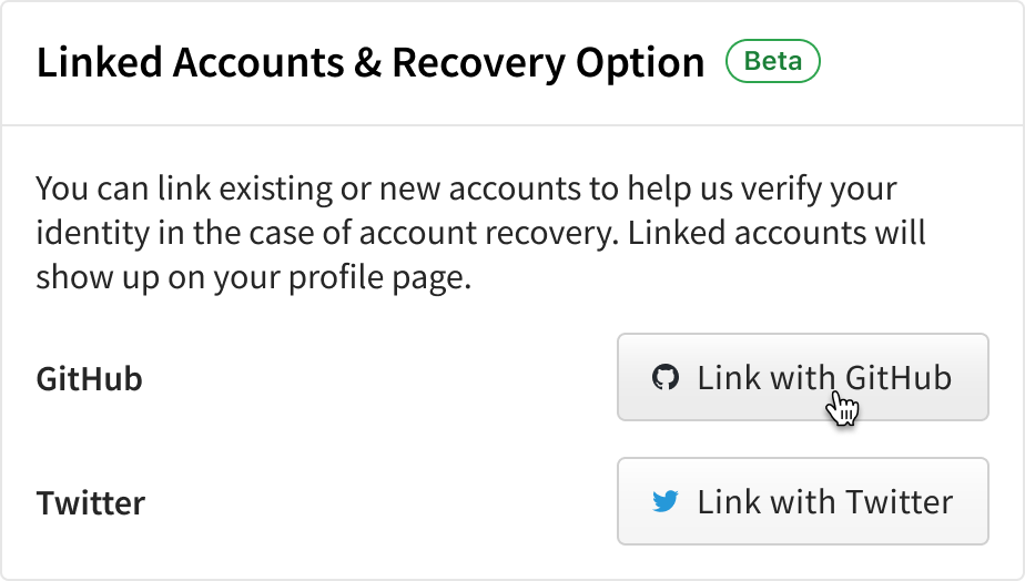 Screenshot of linking from Account Setting without any accounts linked