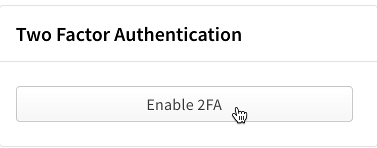 Screenshot showing Enable 2FA button
