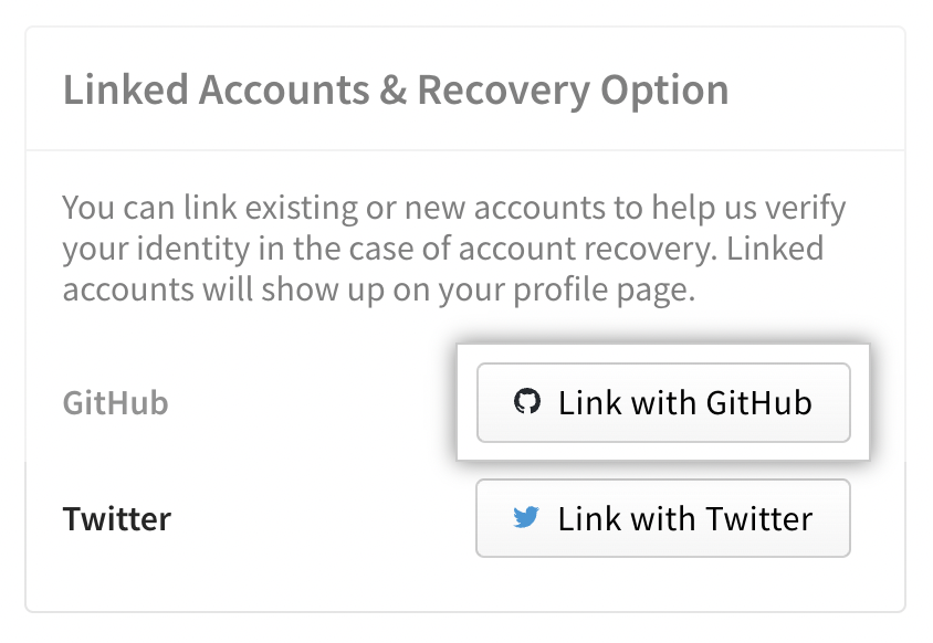 Screenshot showing Link GitHub account button