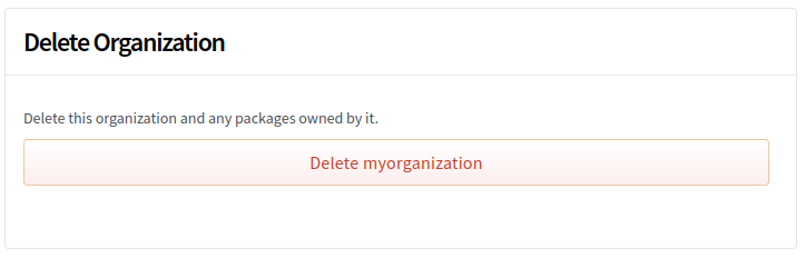 Screenshot of org delete button